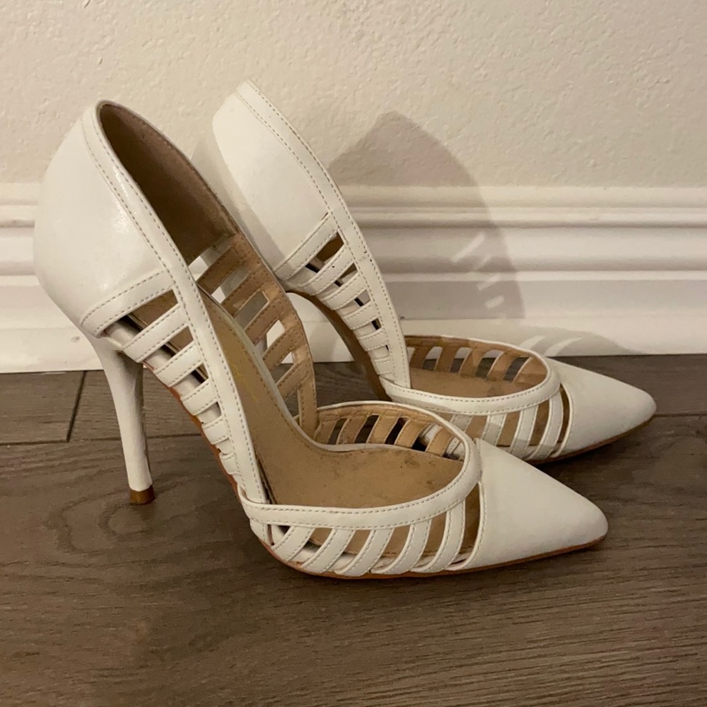 Jessica Simpson white heels
